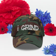 Load image into Gallery viewer, i GRIND Dad hat | Creative Demand Clothing Dad Hat (White text)
