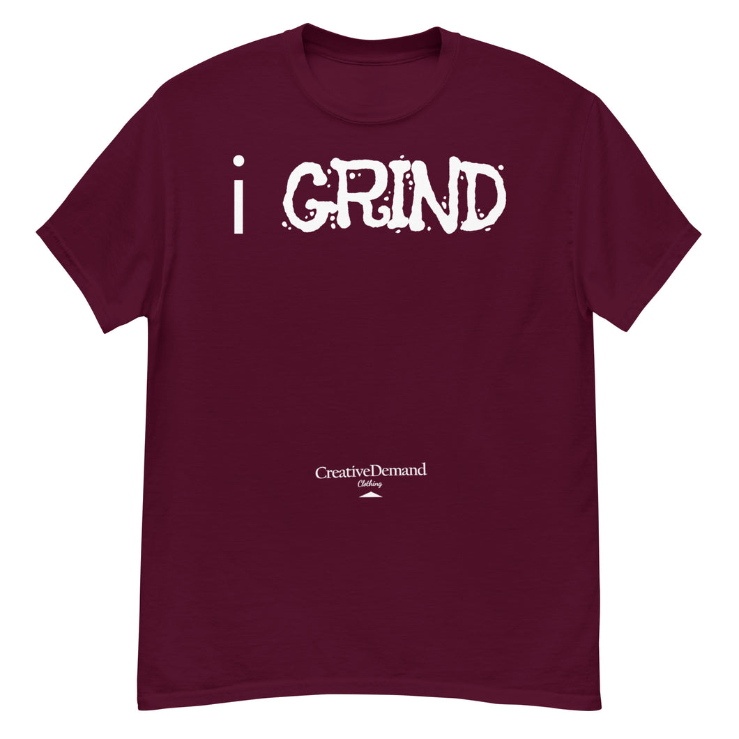 Unisex i GRIND Solid Tees | Creative Demand Clothing Solid Tees | Men's classic tee (White text)