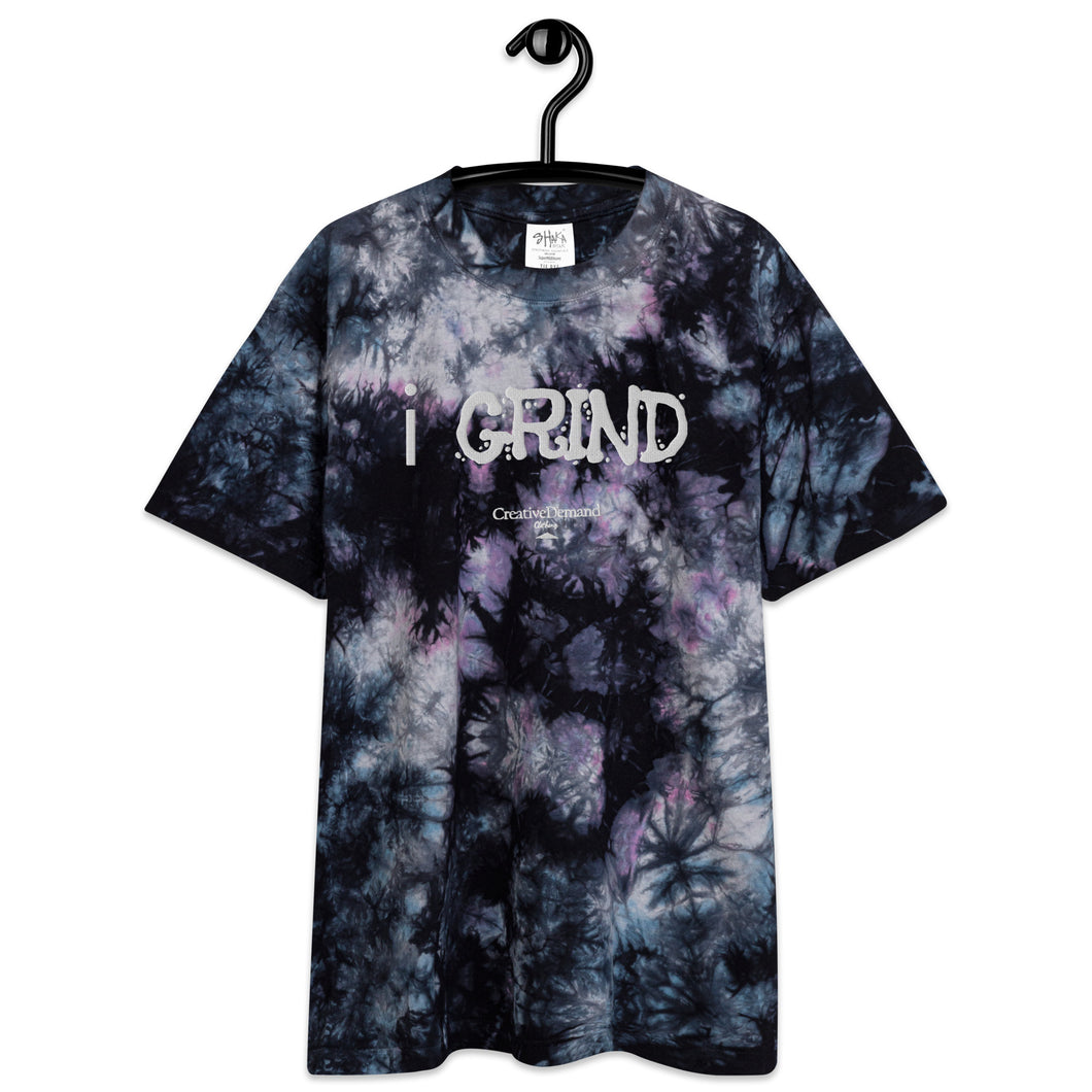Unisex i GRIND Tye Dye | Creative Demand Clothing Tye Dye | Oversized tie-dye t-shirt (White Text)