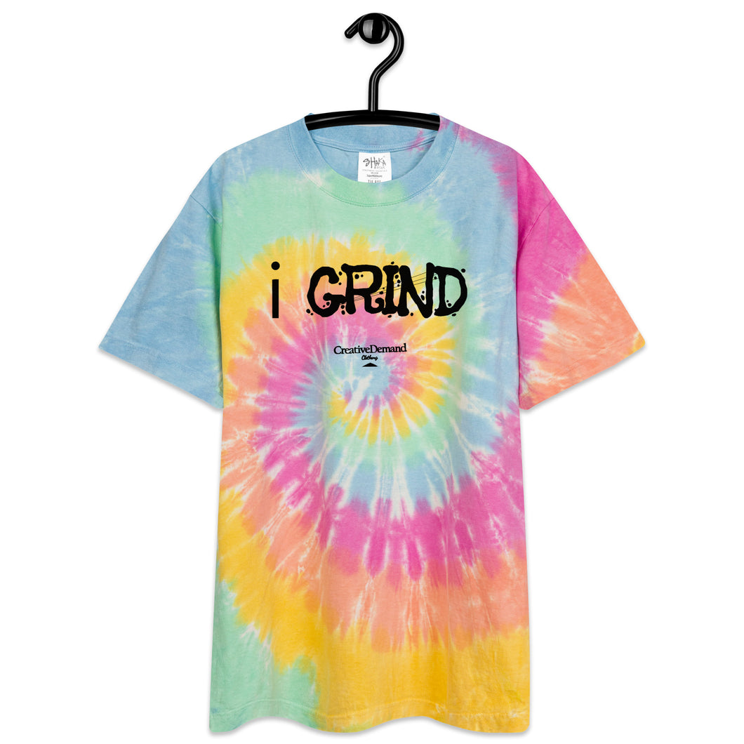 Unisex i GRIND Tye Dye | Creative Demand Clothing Tye Dye | Oversized tie-dye t-shirt (Black Text)