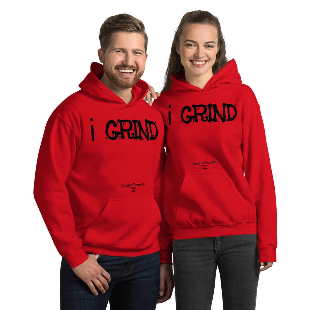 Unisex i GRIND Hoodies | Creative Demand Clothing Hoodies (Black Text)